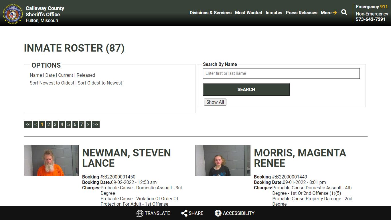 Inmate Roster - Current Inmates Booking Date Descending - Callaway ...